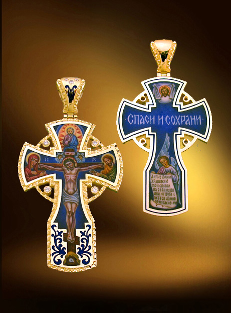 Enamel  orthodox cross  Финифть, ювелирные изделия с эмалью